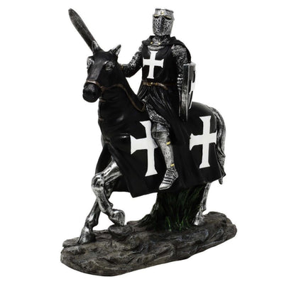 Figura decorativa Caballero a caballo 22 cm con opción de grabado personalizado - Elegante decoración de poliresina para regalo a amantes de la historia y la Edad Media  