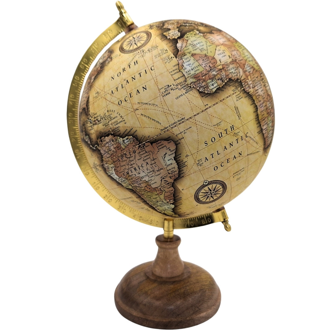 Globo decorativo retro elegante sobre base de madera de 32 cm con opción de personalización con grabado