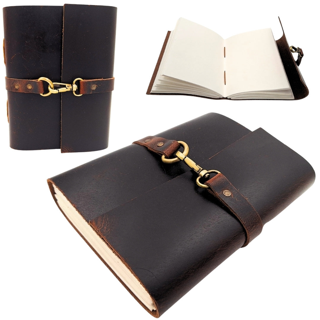 Elegante cuaderno de cuero retro vintage AH06 de 200 páginas con posibilidad de personalización con grabado