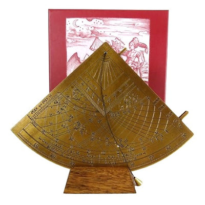 Cuadrante solar de latón Gunter H39 con base de madera, opción de personalización con grabado, regalo ideal para amantes de la astronomía, altura 17 cm, elegante embalaje para regalo