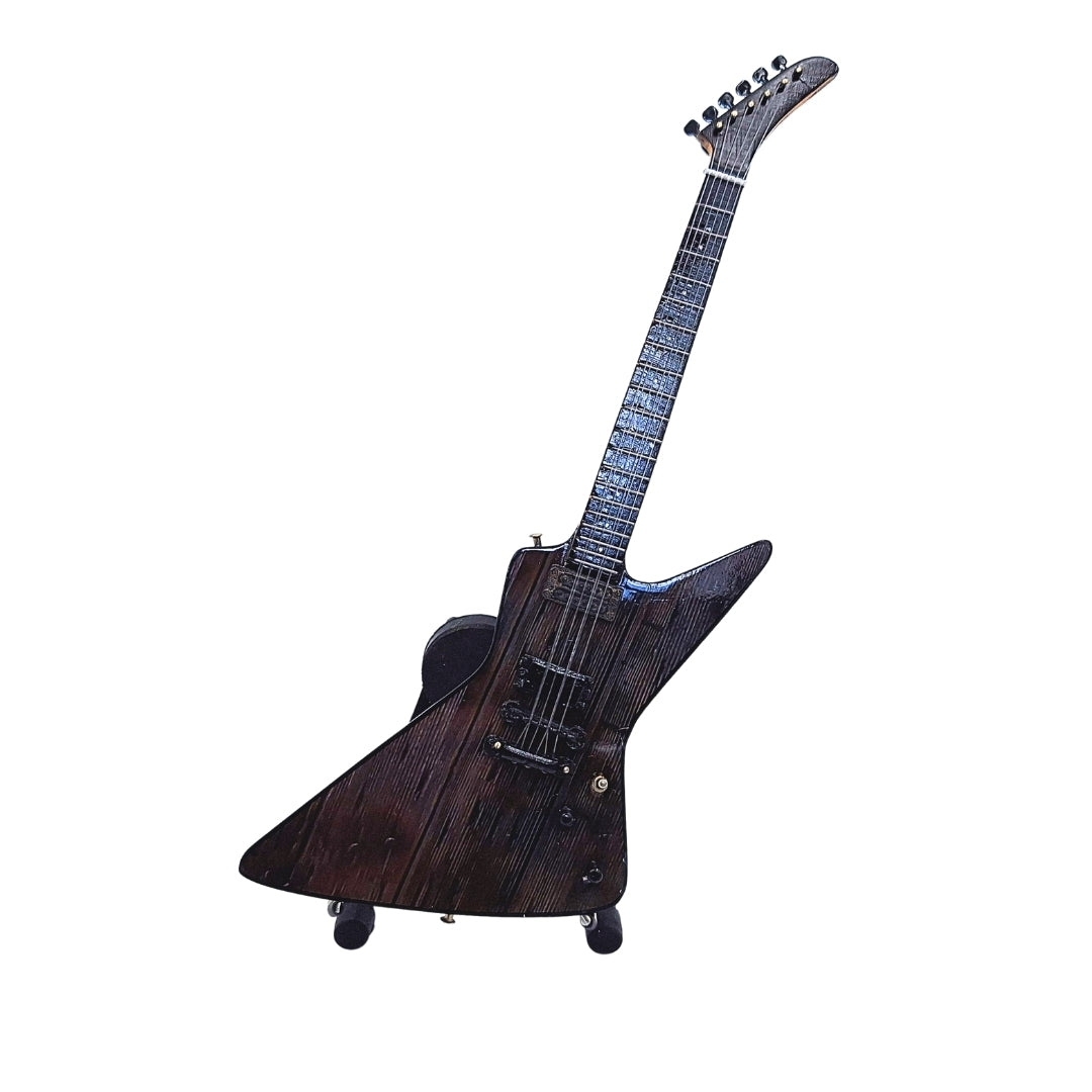 Mini guitarra Metallica James Hetfield MGT-8860 con grabado - Decoración de caoba de 27,5 cm para regalo a fans del rock y coleccionistas