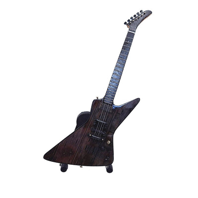 Mini guitarra Metallica James Hetfield MGT-8860 con grabado - Decoración de caoba de 27,5 cm para regalo a fans del rock y coleccionistas