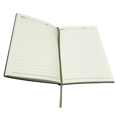 Set de Regalo Elegante con Grabado Personalizado - Cuaderno de Piel A5 en Verde Oliva con Bolígrafo y Recambio en Caja Estética de Regalo