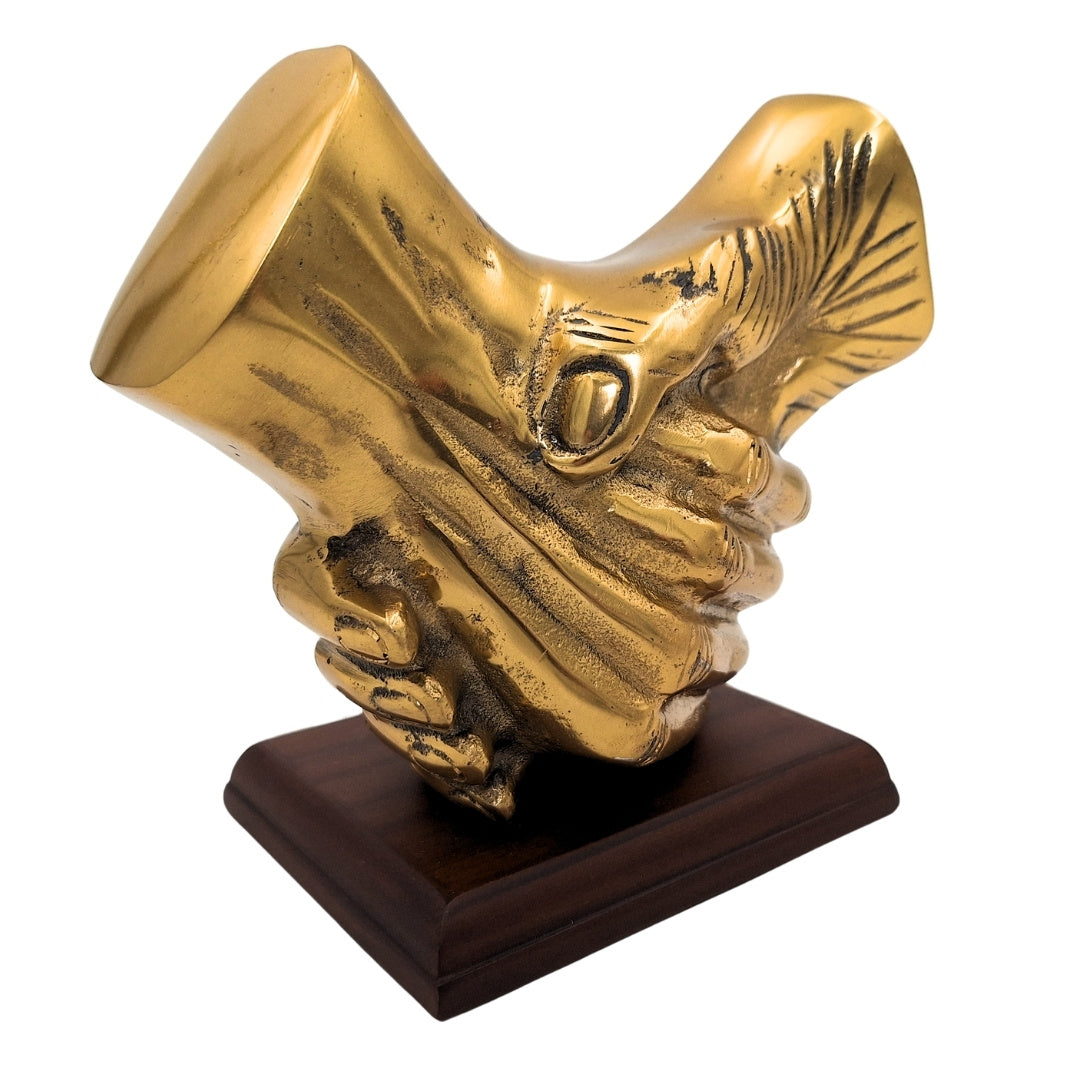 Figura decorativa de apretón de manos con posibilidad de personalización con grabado