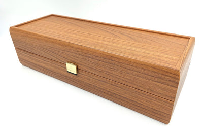Caja Exclusiva de Madera para Botella de Vino BWXL30 con Posibilidad de Personalización con Grabado, Color Nogal, Ideal para Regalo, Dimensiones 35x14x10 cm