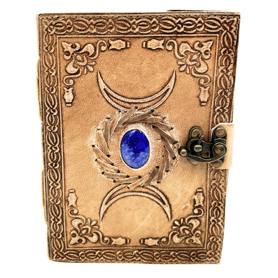 Cuaderno de Piel Retro con Piedra y Fases de la Luna