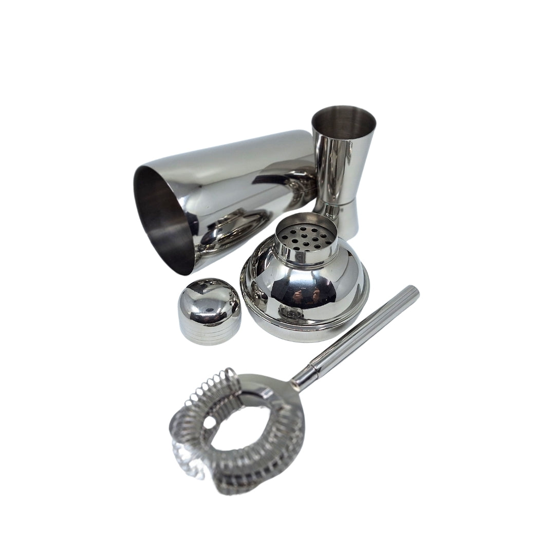 Set de Bar Steel 3 Piezas con Posibilidad de Personalización con Grabado - Coctelera 750 ml, Medidor 15/30 ml, Colador - Regalo Elegante para Amantes de los Cócteles, Acero Inoxidable, Color Plateado