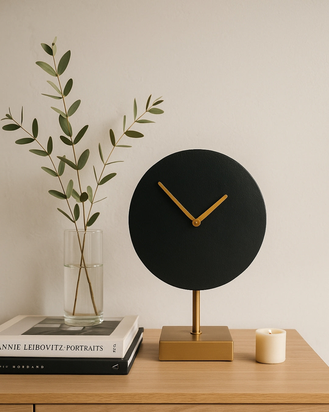 Reloj metálico redondo elegante 4122 en dorado y negro con posibilidad de personalización mediante grabado