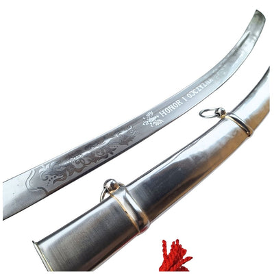 Réplica de sable de caballería «Radziwiłłówka» de 1917 con la inscripción «Honor y patria»: grabado personalizado, regalo elegante, acero sin templar, longitud de 91 cm