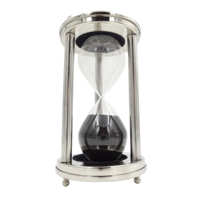 Reloj de arena de aluminio 15 min con posibilidad de personalización mediante grabado, negro, 10,15x10,15x20,25 cm