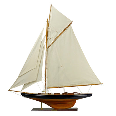 Modelo de yate Columbia con aparejo de gafas, altura 104 cm, de madera, con posibilidad de personalización con grabado