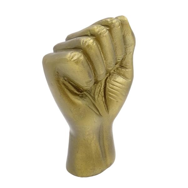 Figura decorativa Puño cerrado de aluminio 18 cm con posibilidad de personalización mediante grabado