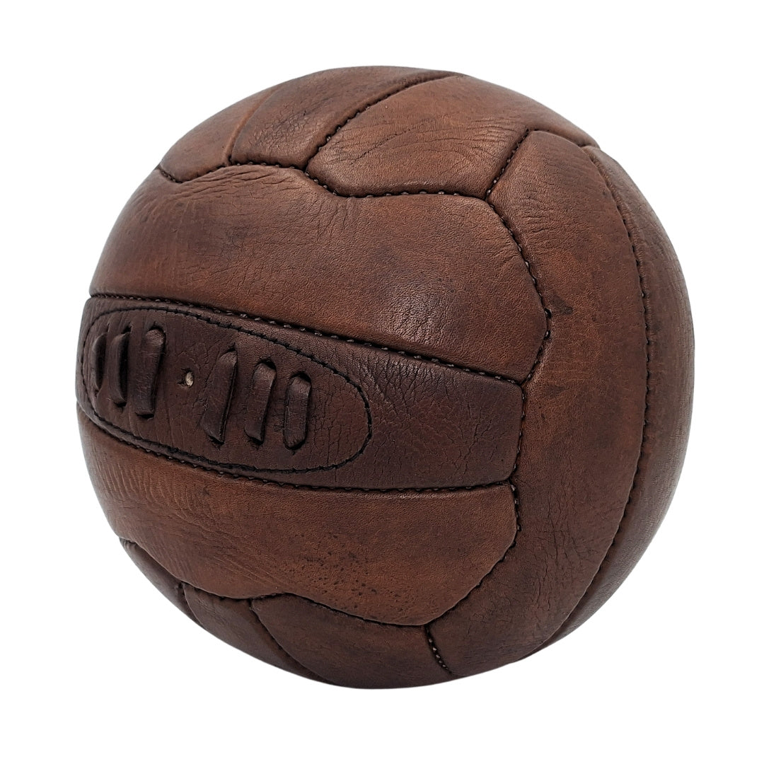 Balón de cuero retro vintage MT2017 con posibilidad de personalización con grabado, marrón, ideal para regalo para fanático del fútbol o entrenador, decoración estilo vintage, cuero natural, dimensiones 20,5 x 20,5 cm