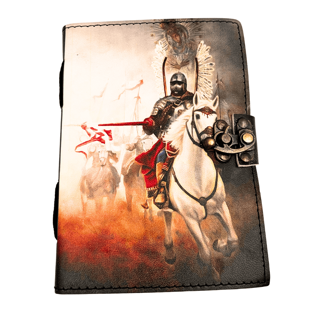 Cuaderno de cuero Diario Husaria Patriótico con grabado
