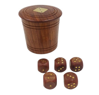 Dados de madera para juego en barril con grabado – regalo personalizado de acacia, altura 7 cm, diámetro 8 cm, para mayores de 14 años