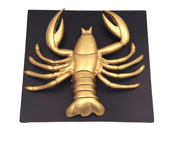 Figura decorativa dorada de Cáncer de aluminio con posibilidad de personalización mediante grabado - regalo elegante para cualquier ocasión, dimensiones 29 x 27,5 x 9 cm, base de madera negra