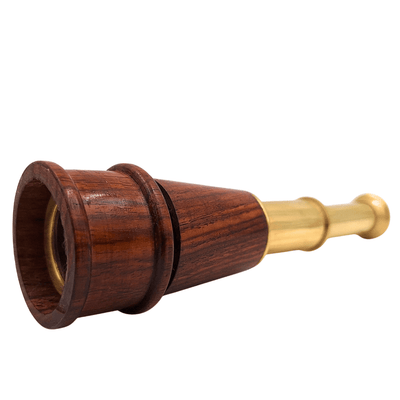 Catalejo de Latón y Madera con Posibilidad de Grabado Personalizado sobre Elegante Base de Madera