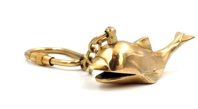 Llavero de latón delfín 70339 con posibilidad de grabado personalizado, ideal para regalo - longitud 5 cm, con cadena de 8 cm