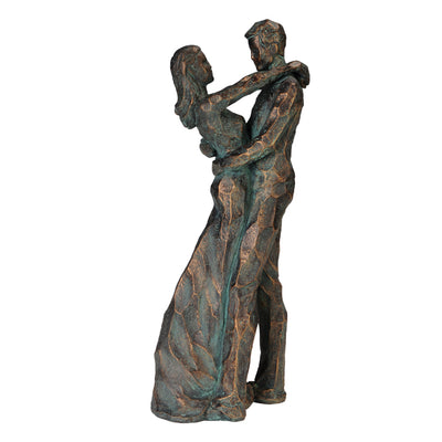 Figura decorativa pareja bailando con grabado – regalo romántico para boda o aniversario – altura 28 cm, hecha de polyresina, diseño elegante en colores profundos
