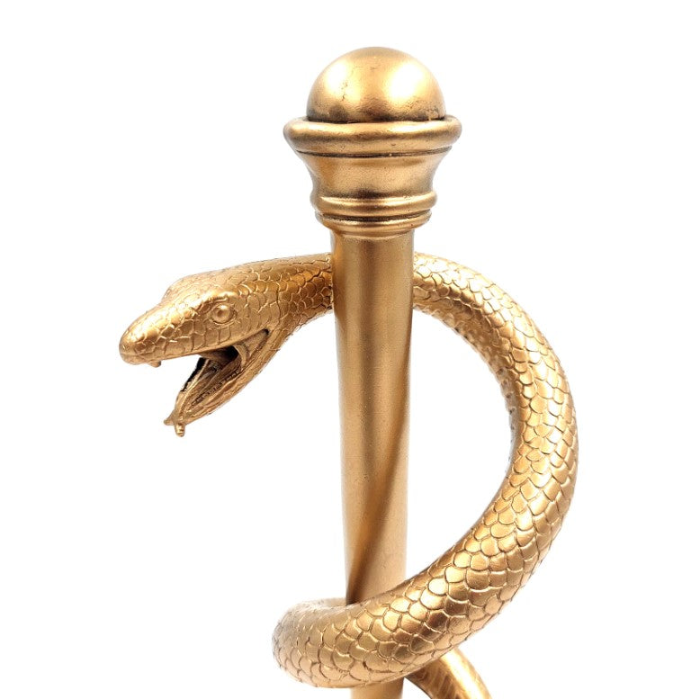 Bastón de Esculapio Dorado de 30 cm con posibilidad de personalización mediante grabado