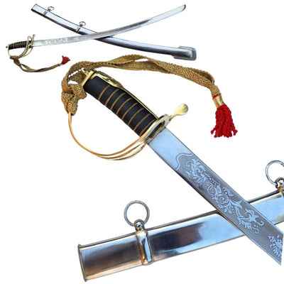 Réplica de sable de caballería «Radziwiłłówka» de 1917 con la inscripción «Honor y patria»: grabado personalizado, regalo elegante, acero sin templar, longitud de 91 cm