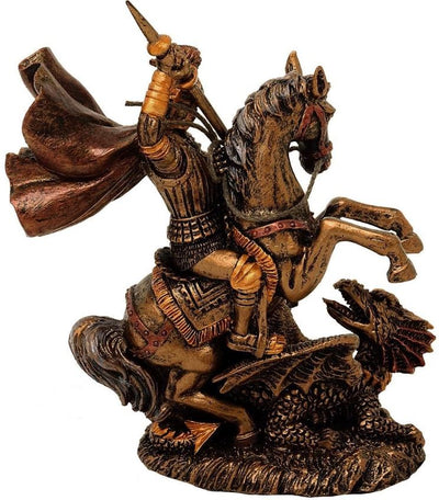 Figura de San Jorge de Poliresina, 13 cm, Posibilidad de Personalización con Grabado, Regalo Ideal para Varias Ocasiones