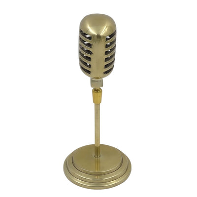 Estatuilla micrófono retro con opción de grabado personalizado, dorada, 25 cm