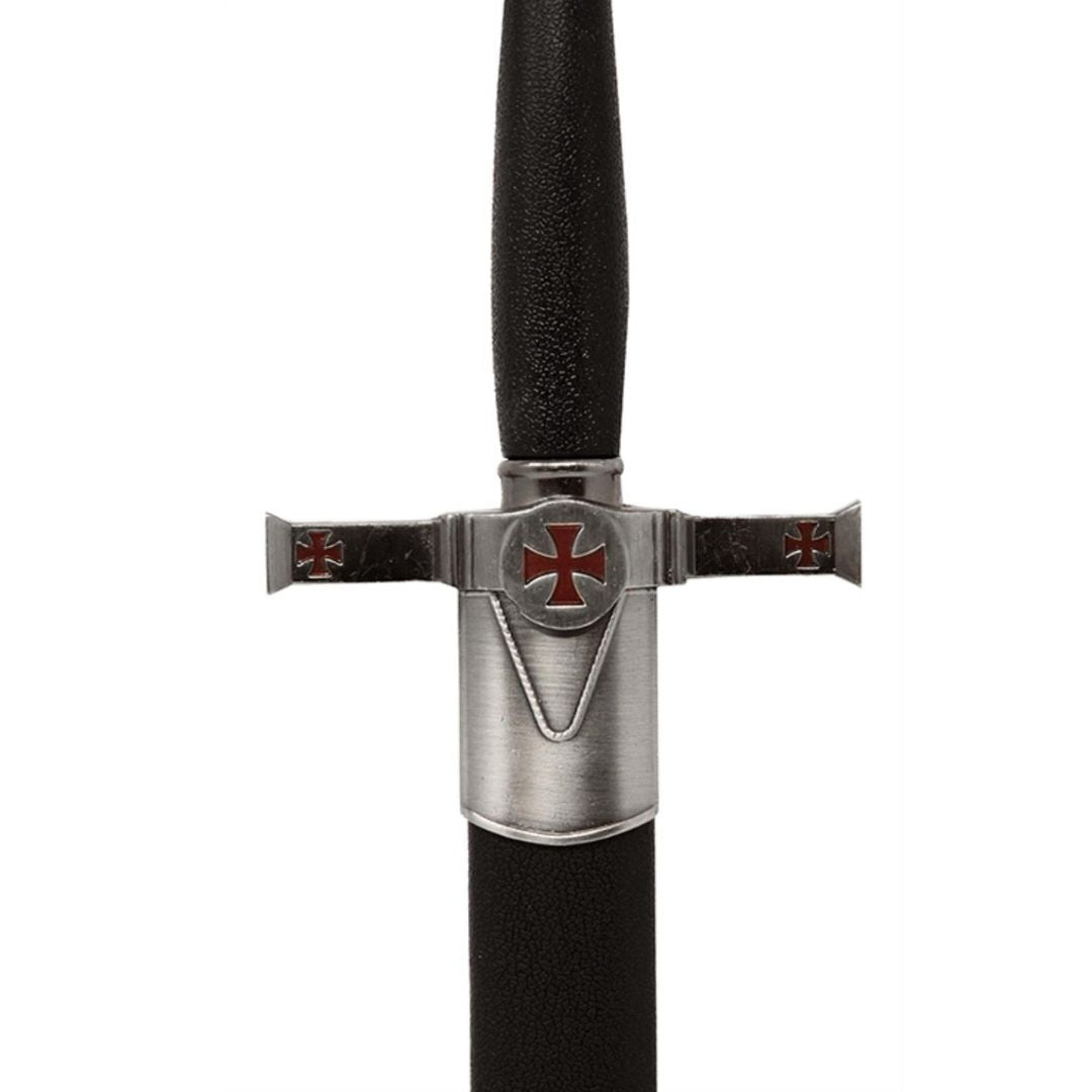 Daga decorativa de los templarios con vaina y grabado - Réplica de acero inoxidable, 40 cm