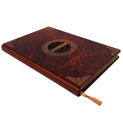 Elegante cuaderno A5 con cubierta de madera y grabado personalizado – diario de lujo para regalo con bordes dorados y papel de alta calidad en color marrón