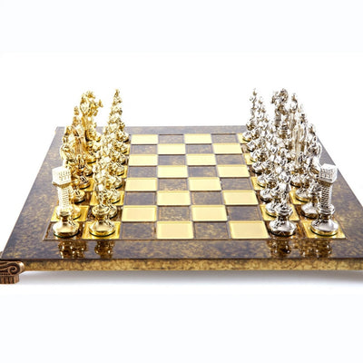 Ajedrez metálico exclusivo Renacimiento S9BRGS 36x36 cm dorado y plateado con posibilidad de grabado personalizado