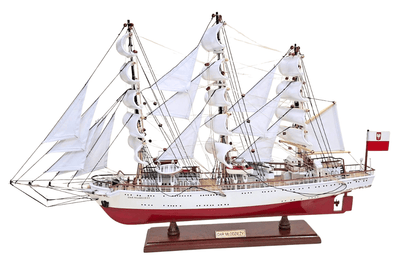 Modelo exclusivo de velero del barco Dar Młodzieży XXL de 71 cm, con posibilidad de personalización mediante grabado