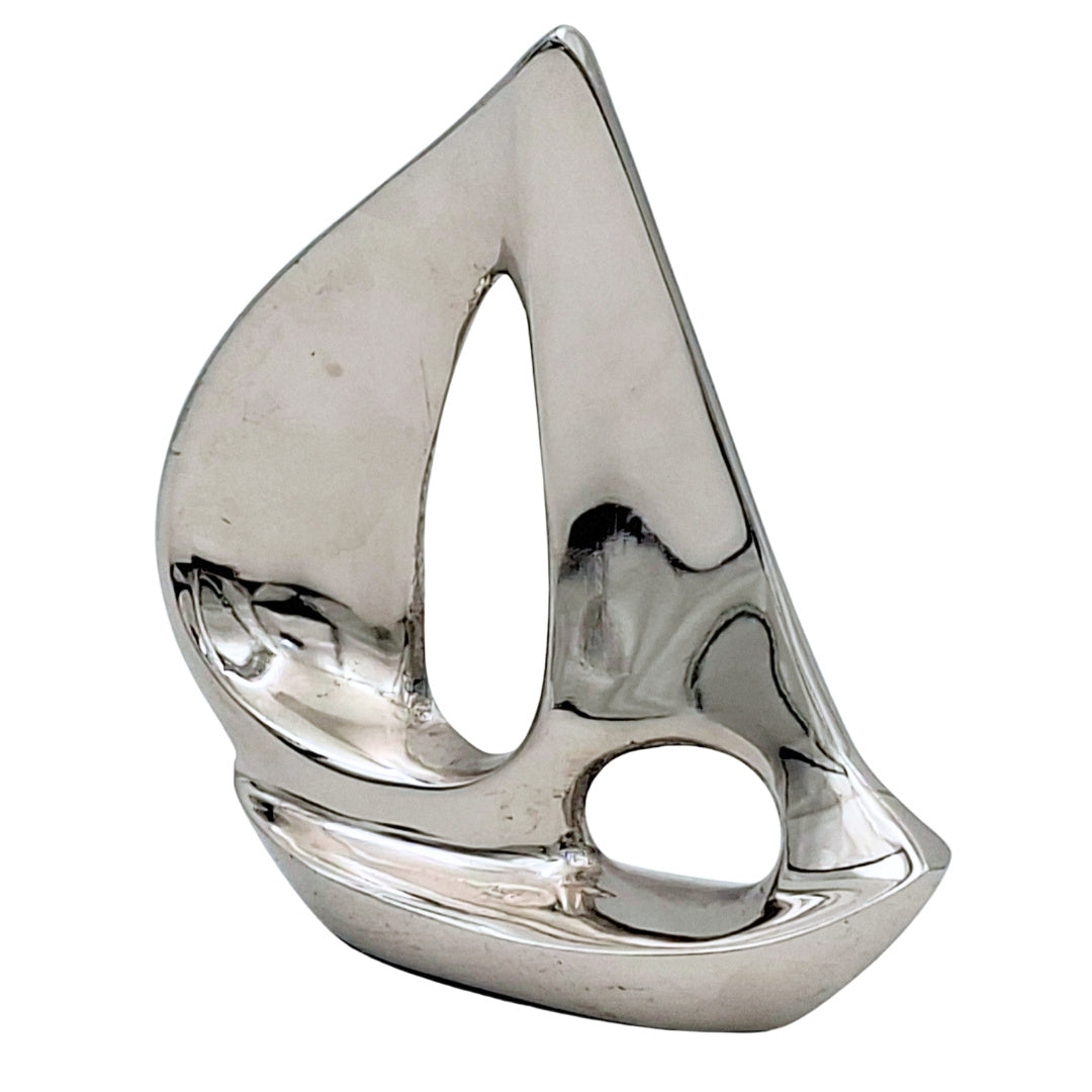 Elegante yate de aluminio plateado de 12,5 cm con opción de grabado