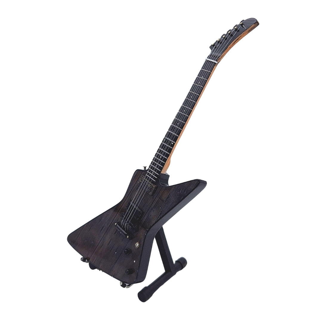 Mini guitarra Metallica James Hetfield MGT-8860 con grabado - Decoración de caoba de 27,5 cm para regalo a fans del rock y coleccionistas