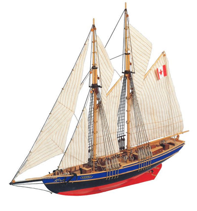 Modelo para ensamblar Bluenose II – bergantín de madera 38x31x6,5 cm con posibilidad de grabado personalizado – regalo ideal para navegantes, hecho con materiales naturales, nivel de dificultad: intermedio