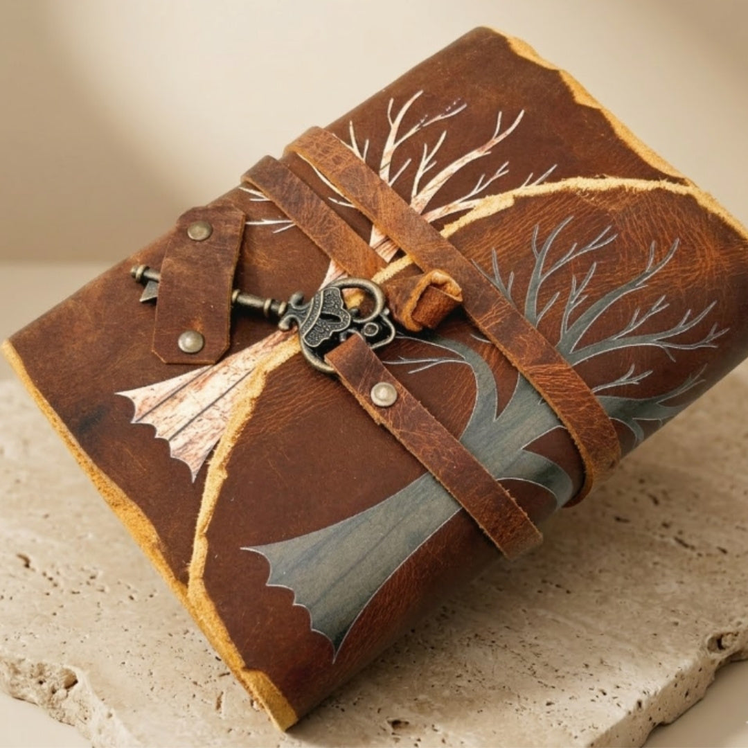 Cuaderno de Piel Vintage de 200 páginas con llave – Árbol de la Vida