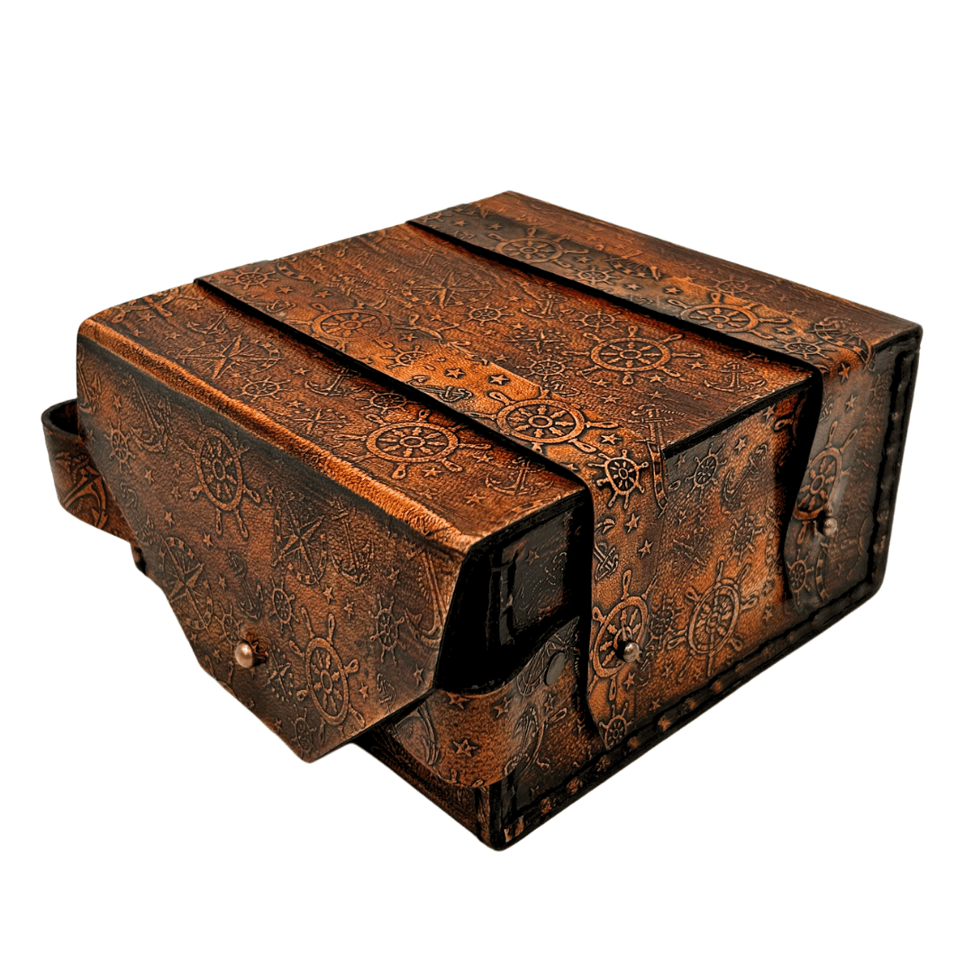 Sextante retro de latón en estuche de cuero - instrumento de navegación elegante con opción de grabado - regalo ideal para amantes de la navegación e historia - dimensiones 13x12x7 cm