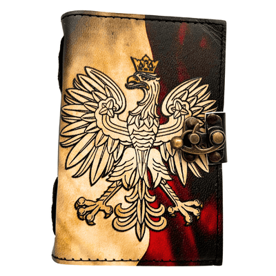 Cuaderno de cuero Diario Águila Polaca Patriótico con grabado