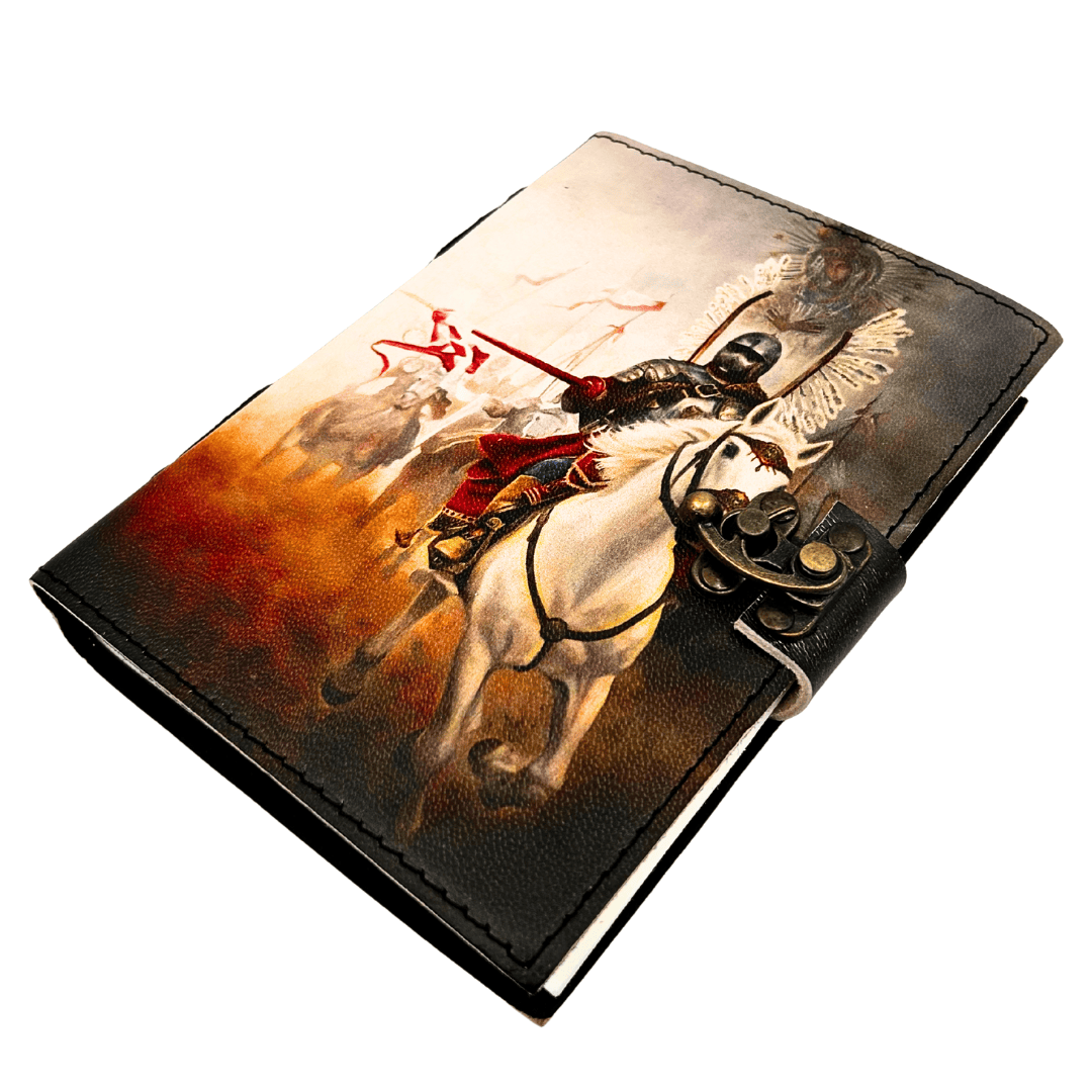 Cuaderno de cuero Diario Husaria Patriótico con grabado