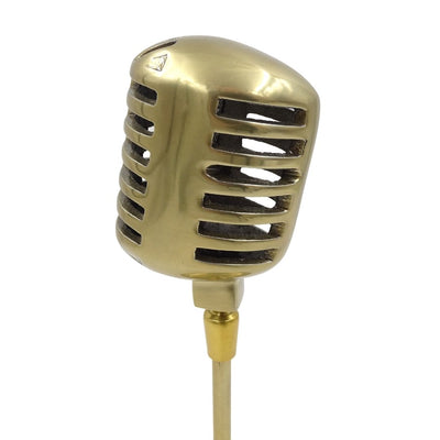 Estatuilla micrófono retro con opción de grabado personalizado, dorada, 25 cm