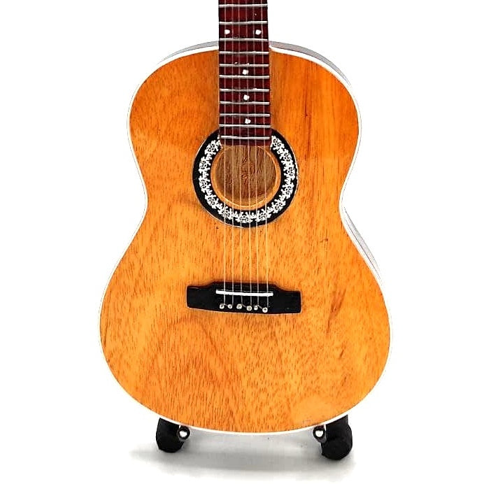 Mini guitarra clásica con grabado - decoración de madera de caoba 25 cm