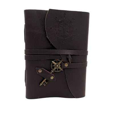Cuaderno de cuero retro Rosa de los Vientos de 200 páginas con posibilidad de personalización con grabado
