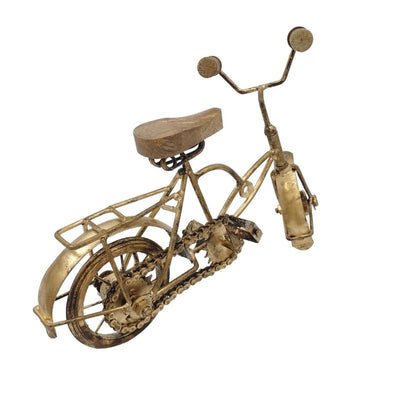 Figura de bicicleta antigua con grabado - decoración de metal y madera de 30 x 20 x 10 cm