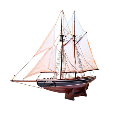 Modelo de Bergantín Bluenose de 78 cm con Grabado - Elegante Decoración Marinera de Madera para Regalo a Amantes de la Navegación y la Historia Marítima con Velas Naturales