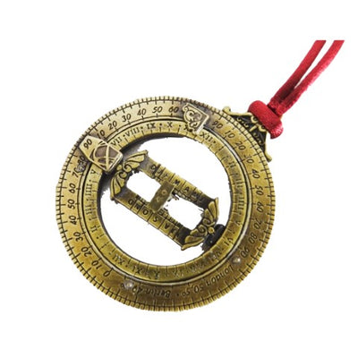 Miniatura de reloj de sol H90 con anillos astronómicos, grabado personalizado, regalo ideal, colgante burdeos, hecho de zincal y latón, diámetro 45 mm