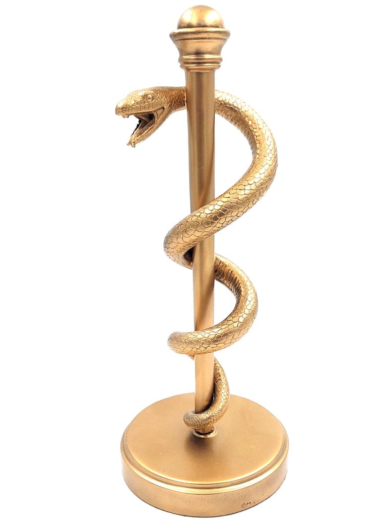 Bastón de Esculapio Dorado de 30 cm con posibilidad de personalización mediante grabado