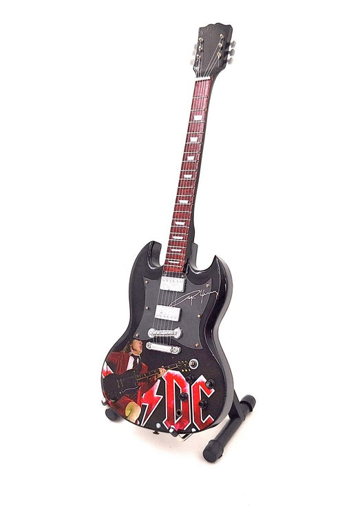 Mini guitarra Angus Young 24,5 cm de caoba con posibilidad de grabado personalizado