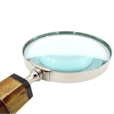 Lupa elegante para leer con mango de hueso NC1099A con posibilidad de personalización mediante grabado, carcasa plateada de latón, ideal para regalo para personas mayores, abuelo o coleccionista, altura 24,5 cm