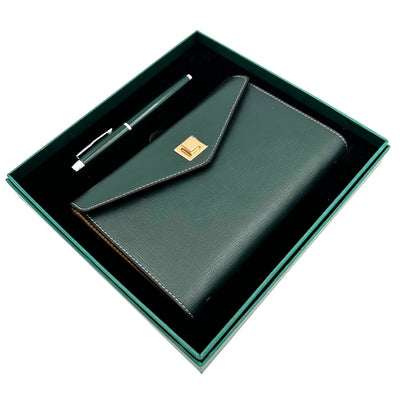 Elegante set de regalo con grabado personalizado - Cuaderno de cuero A6 con bolígrafo de alta calidad en caja de regalo de lujo  
