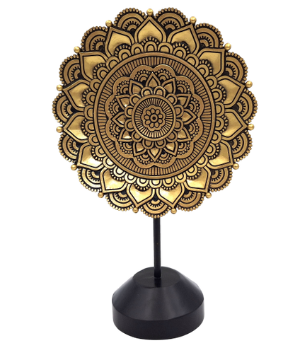 Figura mandala ovalada 35 cm - decoración budista dorada con posibilidad de personalización con grabado