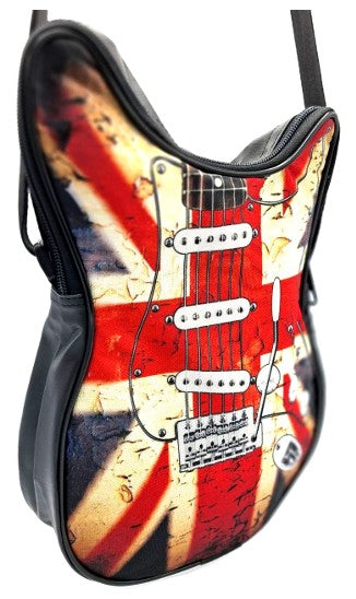 Bolso de hombro con forma de guitarra con bandera británica RBG-008 con posibilidad de personalización mediante grabado